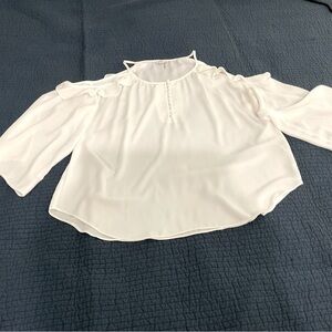 White peekaboo shoulder blouse